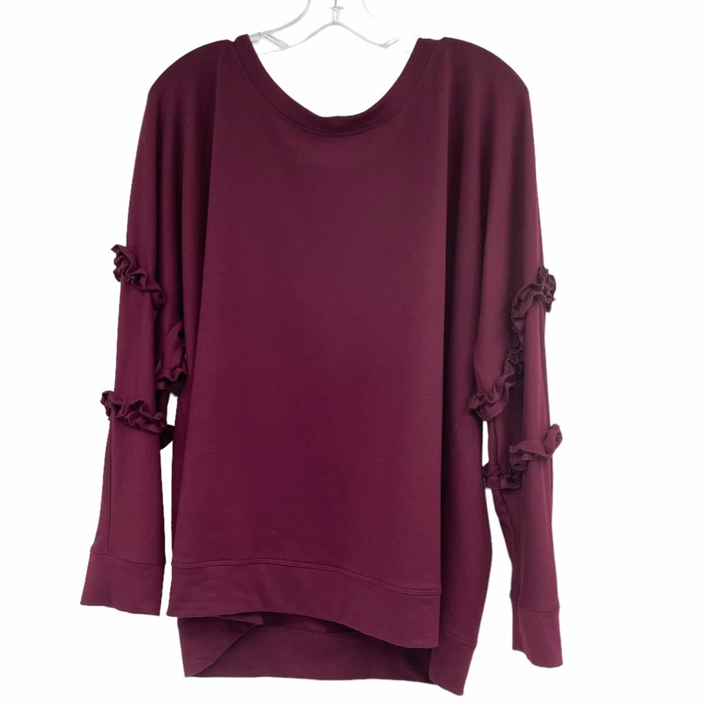 Relativity Ruffle Sleeves Top Burgundy Size 2X